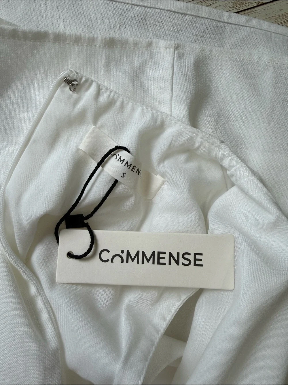 Commense White Linen Blend Sleeveless Midi Maxi Tie Waist Dress Small NWT - Picture 9 of 11